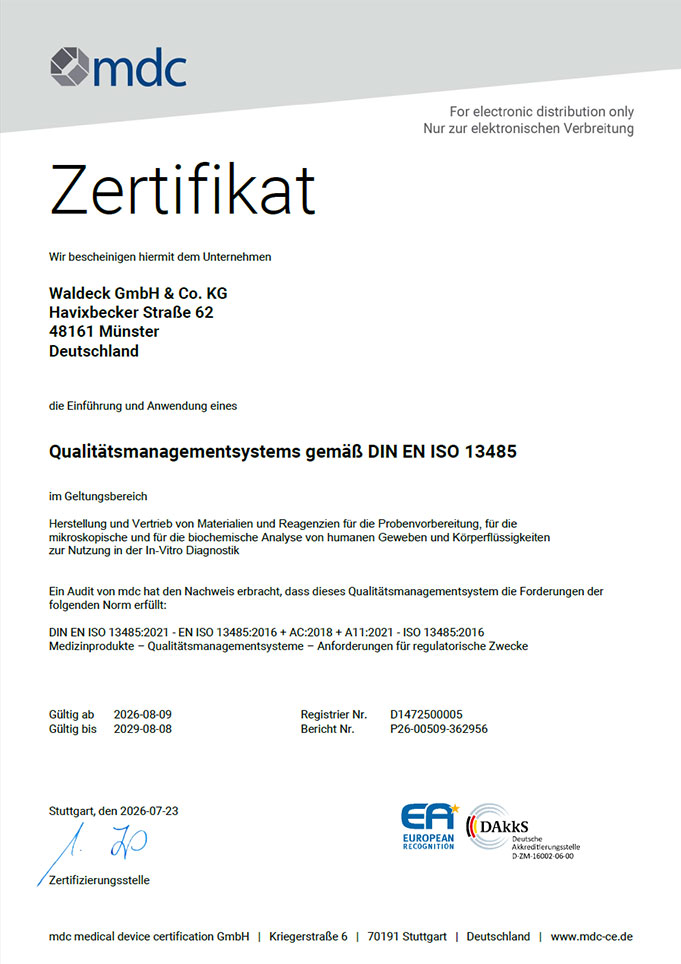 Zertifizierung Qualitätsmanagementsystem DIN EN ISO 13485